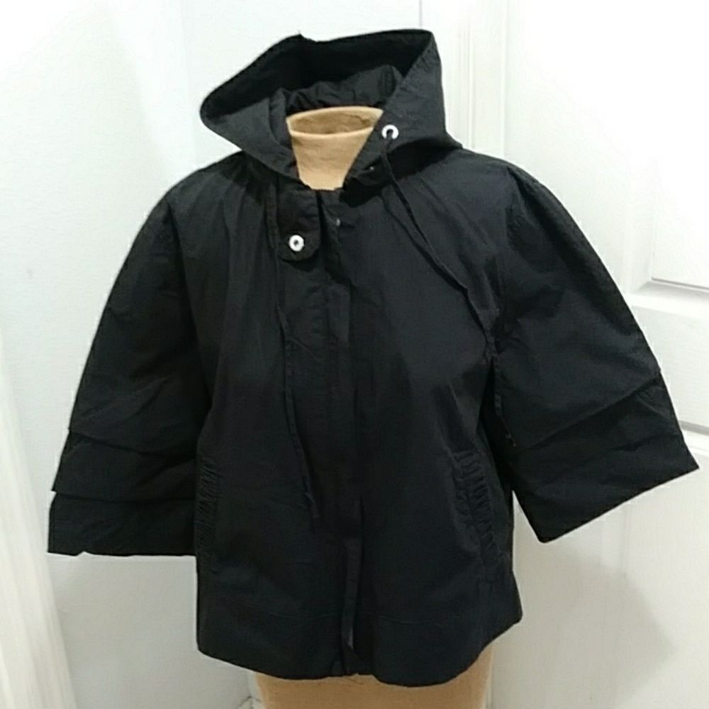 New York & Co Hooded Trucker Sleeve Cotton Jacket